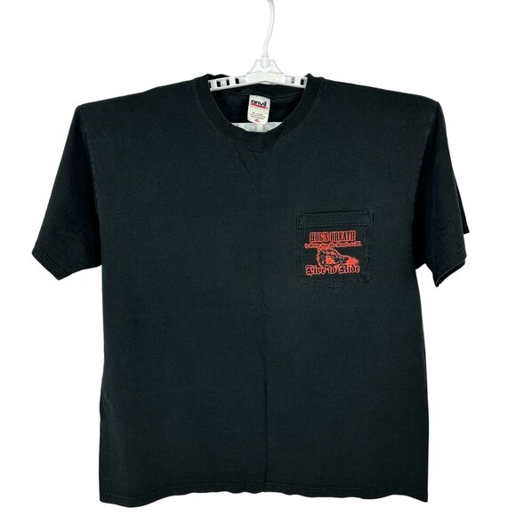 Hogs Breath Saloon Live To Ride Anvil T-Shirt XL Black 100% Cotton Graphic Tee - Picture 1 of 6